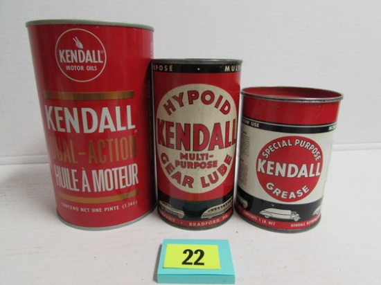 (3) Vintage Kendall Motor Oil/ Grease Cans