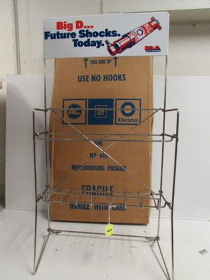 Vintage Ac Delco " Big D Shocks " Metal Store Display Rack 19 X 36"