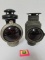 (2) Antique Ruby Lens Automobile Lanterns (1 Marked Dietz)
