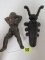 (2) Antique Cast Iron Boot Jacks (Naughty Nelly, Scarab/ Insect)