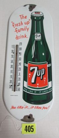 Antique 7-Up Soda Porcelain Advertising Thermometer 15"
