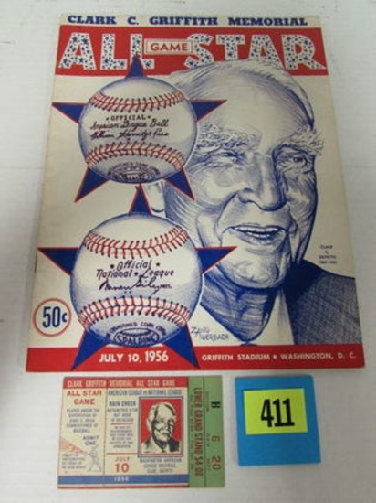 RARE 1956 Major League Baseball All-Star Game Program & Ticket Stub