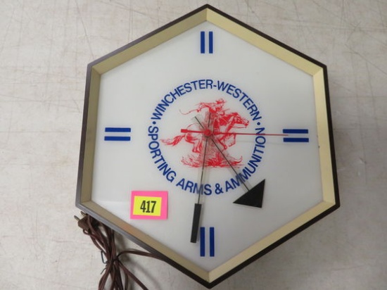 Vintage Winchester Western Sporting Arms Lighted Advertising Clock