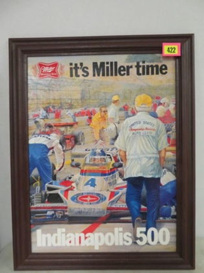 Vintage 1978 Miller Beer Indy 500 Self Framed Advertsing Sign