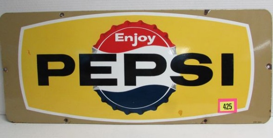 Antique Pepsi Cola Porcelain Soda Sign 12 x 29"