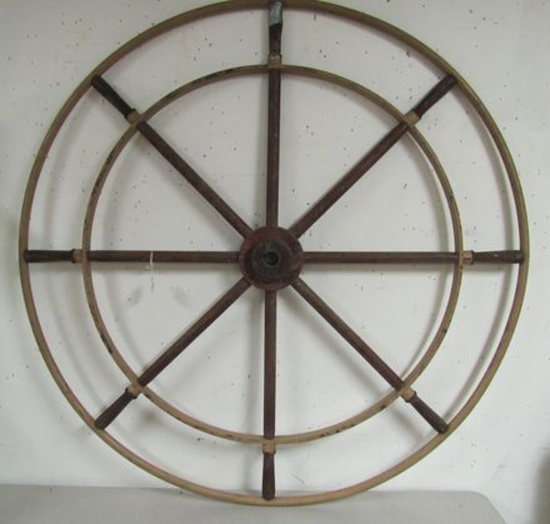 Excellent Antique Wood & Cast Iron 64" Ships Wheel