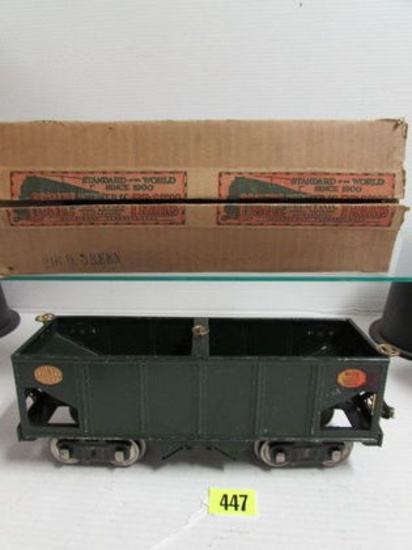 Lionel Pre-War Standard Gauge #216D Green Twin-Bay Hopper Car w/ Orig. Box