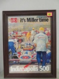 Vintage 1978 Miller Beer Indy 500 Self Framed Advertsing Sign
