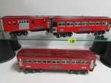 Vintage Lionel Standard Gauge #1766, 1767, 1768 Tin Plate Passenger Cars