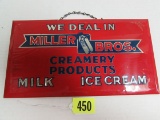 Antique Miller Bros. Dairy/ Ice Cream Sign 6 x 11