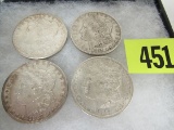 (4) Morgan Silver Dollars. 1887, 1887, 1902-O, 1904-O.