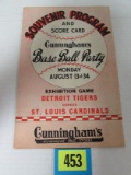 RARE 1934 Detroit Tigers Vs. St. Louis Cardinals Exhibition Game Scorebook