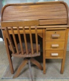 Antique Steinfeld Child's Oak Roll Top Desk