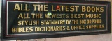 Antique Reverse Painted Glass Book Store Sign