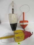 Lot of (3) Vintage Wood or Cork Buoys / Floats