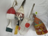 Lot of (4) Vintage Wood or Cork Buoys / Floats