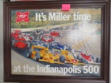 Vintage 1980 Miller Beer Indy 500 Self Framed Advertsing Sign