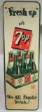 Antique 7-Up Soda Metal Bottle/ Six Pack Sign 17 x 53