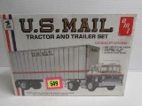 Vintage AMT 1/25 Scale US Mail Semi Tractor Trailer Model Kit Sealed