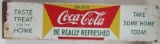 Antique Coca Cola Dbl. Sided Metal Sign 10.5 x 44.5