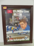 Vintage 1982 Miller Beer Indy 500 Self Framed Advertsing Sign