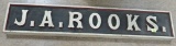 Vintage J.A. Rooks Carved Wood Sign, 74'