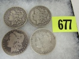 (4) Carson City Morgan Silver Dollars 1878-CC, 1878-CC, 1878-CC, 1890-CC.