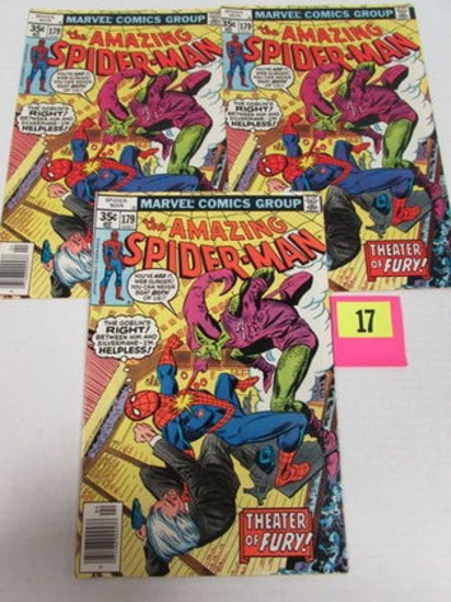 Dealer Lot (3) Amazing Spiderman #179 (1978) Green Goblin Appearance