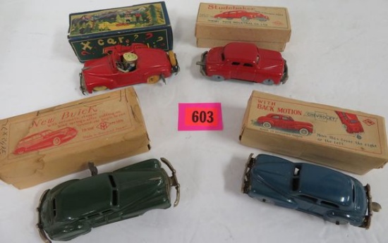 Lot of (4) Occupied Japan Friction Cars, MIB