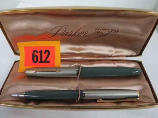 Vintage Parker 51 Fountain Pen and Pencil Set w/ Orig Box