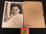 Eleanor Powell Signed Photo/note