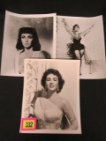 Elizabeth Taylor Lot Of (3) 8 X 10 Photos