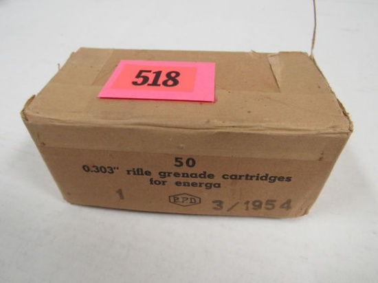 Dated 1954 NOS Sealed Box (50 Rds) .303 Grenade Launcher Ammo