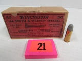 Antique Winchester 2-piece .44 Smith & Wesson Special Box With (7 Orig. Rounds)