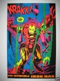 Rare Vintage 1971 Marvel/ Third Eye Black Light Poster Iron Man