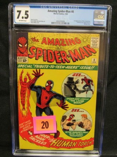 Amazing Spiderman #8 (1964) 1st Appearance Living Brain Cgc 7.5