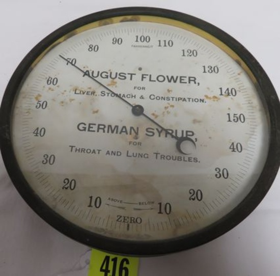 Antique August Flower German Syrup Medicinal Advertising Thermometer