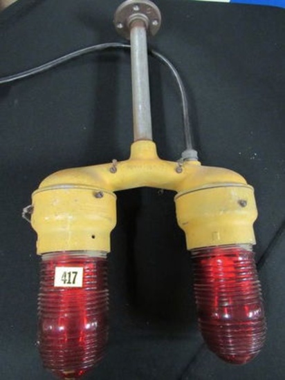 Vintage Crouse-Hinds Industrial (Runway?) Light w/ Dual Ruby Globes