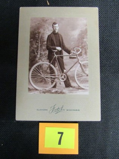 1800's Man W/bicycle Albumen Photo