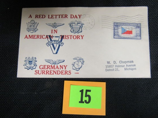 Ww Ii (1945) Patriotic 1st Day Envelope