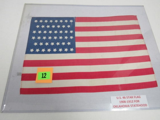 1908-1912 46 Star Oklahoma Statehood Silk US Flag