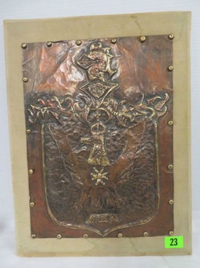 Vintage Knights Of Templar Hand Hammered Copper Coat of Arms