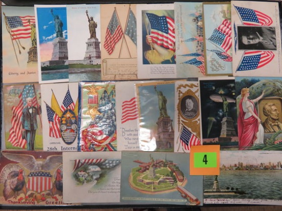 Case Lot of (20) Antique and Vintage Patriotic Postcards
