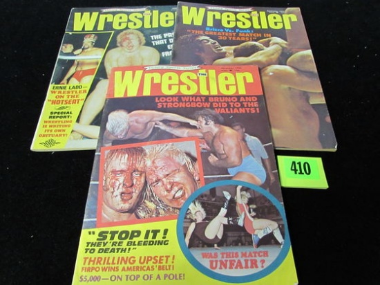 (3) 1973-1974 The Wrestler Pro Wrestling Magazines
