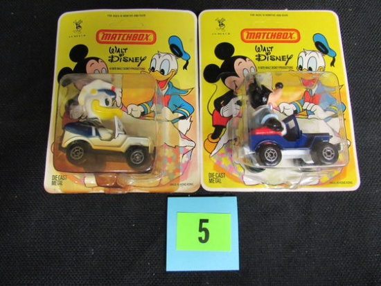 (2) Vintage 1979 Matchbox Walt Disney Character Cars Mickey, Donald