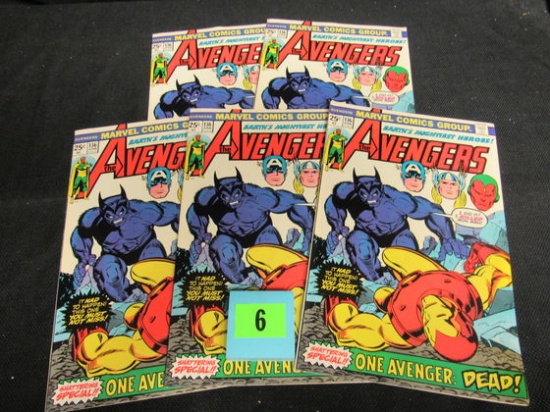 Lot (5) Avengers #136 (1975) Bronze Age Distributor Backstock