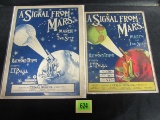 (2) Rare Ca. 1890's Signal From Mars Sheet Music