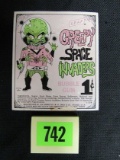 Rare Vintage Leaf Creepy Space Invaders Gumball Machine Sign/ Label.