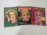Lot (3) 1930's Movie Magazines Screen Play, Movie Classic+