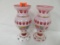 Beautiful Pair of Bohemian Czech White Cut to Cranberry Art Glass Vases